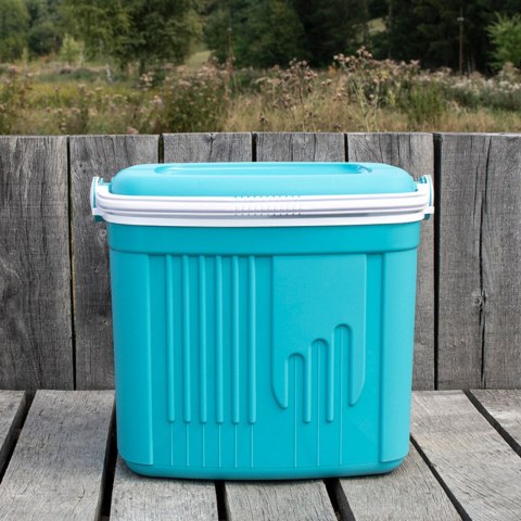Lodówka turystyczna 20L KAMAI ICEBERG na wkłady mrożące, turkusowa z białą rączką EDA