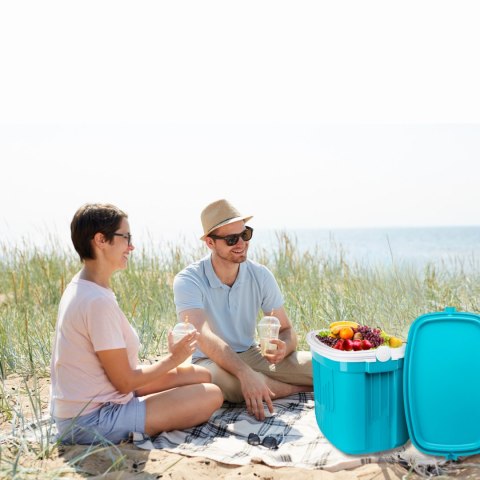 Lodówka turystyczna 20L KAMAI ICEBERG na wkłady mrożące, turkusowa z białą rączką EDA