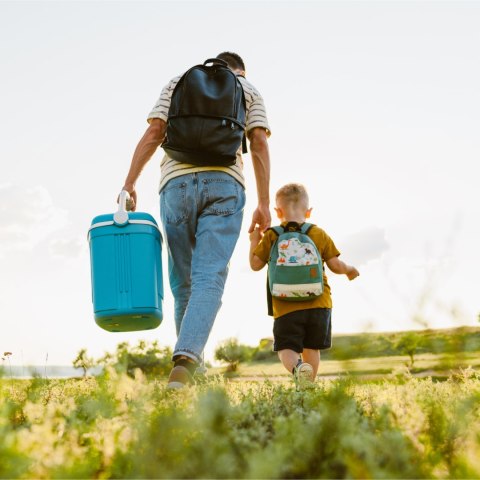 Lodówka turystyczna 42L KAMAI ICEBERG na wkłady mrożące, turkusowa z białą rączką EDA