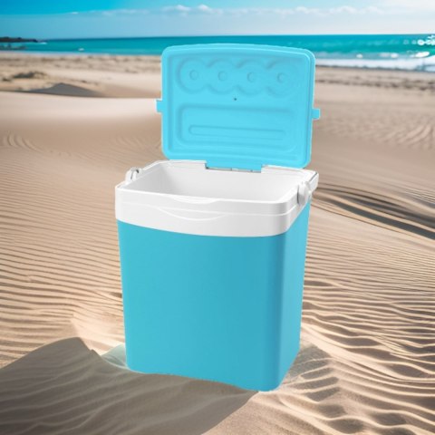 Lodówka turystyczna 25L KAMAI TROPIC na wkłady mrożące, turkusowa z białą rączką EDA