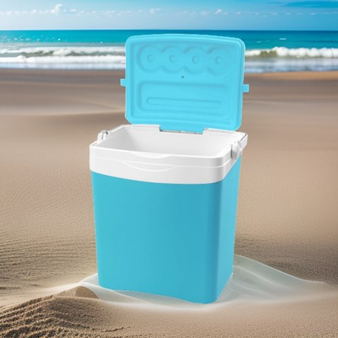 Lodówka turystyczna 25L KAMAI TROPIC na wkłady mrożące, turkusowa z białą rączką EDA