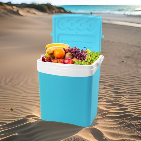 Lodówka turystyczna 25L KAMAI TROPIC na wkłady mrożące, turkusowa z białą rączką EDA