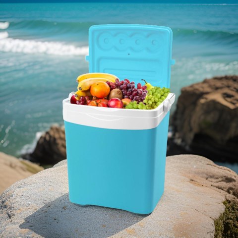 Lodówka turystyczna 25L KAMAI TROPIC na wkłady mrożące, turkusowa z białą rączką EDA