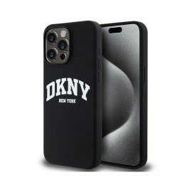 DKNY Liquid Silicone White Printed Logo MagSafe - Etui iPhone 13 Pro Max (czarny)