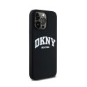 DKNY Liquid Silicone White Printed Logo MagSafe - Etui iPhone 13 Pro Max (czarny)