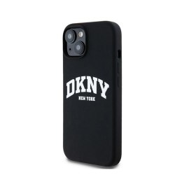 DKNY Liquid Silicone White Printed Logo MagSafe - Etui iPhone 14 / 15 / 13 (czarny)