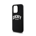 DKNY Liquid Silicone White Printed Logo MagSafe - Etui iPhone 15 Pro (czarny)