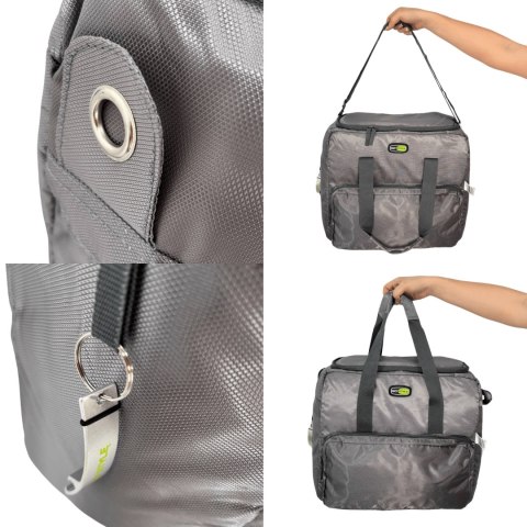 Torba termiczna Kamai Gio Style na ramię, pastelowy szary, z kieszeniami i rączką do noszenia, pojemność 33L Giostyle