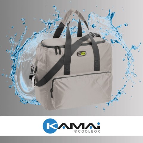 Torba termiczna Kamai Gio Style na ramię, pastelowy szary, z kieszeniami i rączką do noszenia, pojemność 33L Giostyle