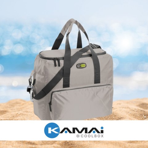 Torba termiczna Kamai Gio Style na ramię, pastelowy szary, z kieszeniami i rączką do noszenia, pojemność 33L Giostyle