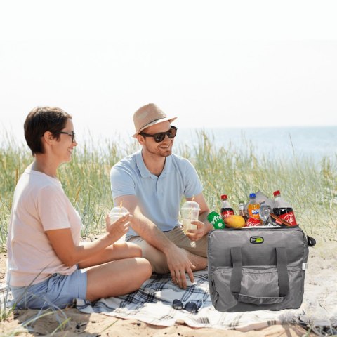 Torba termiczna Kamai Gio Style na ramię, pastelowy szary, z kieszeniami i rączką do noszenia, pojemność 33L Giostyle