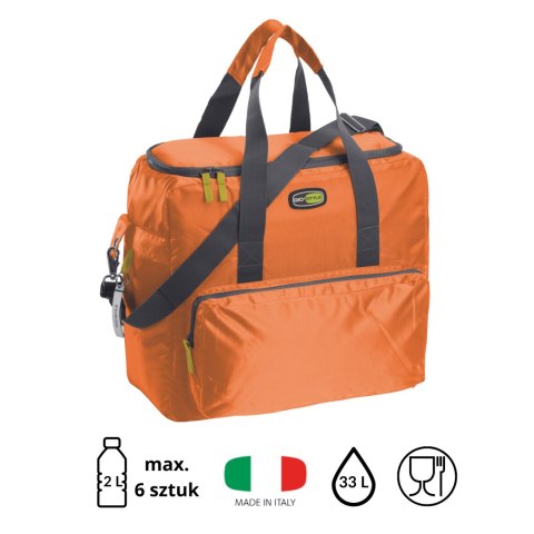 Torba termiczna Kamai Gio Style na ramię, pomarańczowa, z kieszeniami i rączką do noszenia, pojemność 33L Giostyle