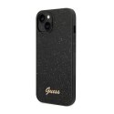 Guess Glitter Flakes Metal Logo Case - Etui iPhone 14 Plus (czarny)