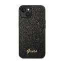 Guess Glitter Flakes Metal Logo Case - Etui iPhone 14 Plus (czarny)