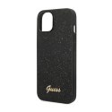 Guess Glitter Flakes Metal Logo Case - Etui iPhone 14 Plus (czarny)