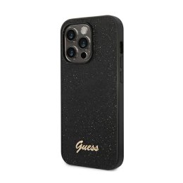 Guess Glitter Flakes Metal Logo Case - Etui iPhone 14 Pro (czarny)