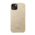 Guess Glitter Flakes Metal Logo Case - Etui iPhone 14 (złoty)