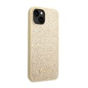 Guess Glitter Flakes Metal Logo Case - Etui iPhone 14 (złoty)