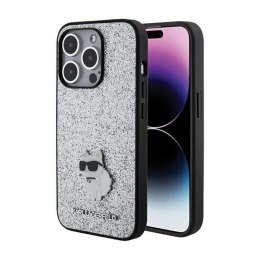 Karl Lagerfeld Fixed Glitter Choupette Logo Metal Pin - Etui iPhone 15 Pro Max (srebrny)