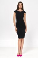 Sukienka Czarna ołówkowa sukienka za kolano S225 Black - Nife Nife
