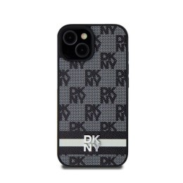 DKNY Leather Checkered Mono Pattern & Printed Stripes - Etui Samsung Galaxy S24 (czarny)