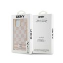 DKNY Leather Checkered Mono Pattern & Printed Stripes - Etui iPhone 14 Pro Max (różowy)