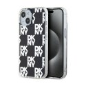 DKNY IML Checkered Mono Pattern - Etui do iPhone 15 Plus / 14 Plus (czarny)