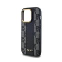 DKNY Leather Checkered Mono Pattern MagSafe - Etui iPhone 13 Pro (czarny)