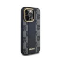 DKNY Leather Checkered Mono Pattern MagSafe - Etui iPhone 14 Pro Max (czarny)