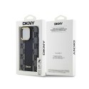 DKNY Leather Checkered Mono Pattern MagSafe - Etui iPhone 14 Pro (czarny)