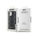 DKNY Leather Checkered Mono Pattern MagSafe - Etui iPhone 15 Plus / 14 Plus (czarny)