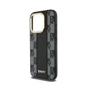 DKNY Leather Checkered Mono Pattern MagSafe - Etui iPhone 15 Pro (czarny)