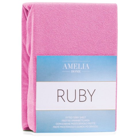 Prześcieradło RUBY kolor różowy styl klasyczny materiał frotte 220-240x220 AmeliaHome - FITTEDFRO/AH/RUBY/PINK21/220-240x220+30