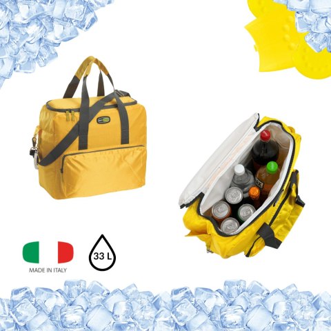 Torba termiczna Kamai Gio Style na ramię, żółta, z kieszeniami i rączką do noszenia, pojemność 33L Giostyle