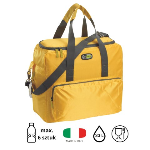Torba termiczna Kamai Gio Style na ramię, żółta, z kieszeniami i rączką do noszenia, pojemność 33L Giostyle