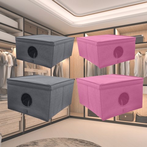 GREY szary organizer do szafy z pokrywą oraz oknem 48x36x19cm Kamai Ordinett