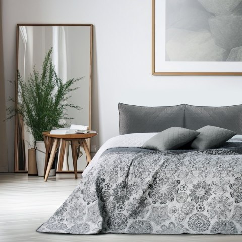 Narzuta ALHAMBRA kolor szary drukowany materiał mikrofibra 260x280 DecoKing - CHON/ALHAMBRA/WH+GREY/260x280
