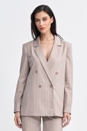 Marynarka oversize dwurzędowa prążek Z71 Beige - Nife Nife