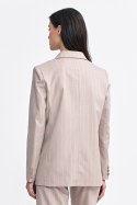 Marynarka oversize dwurzędowa prążek Z71 Beige - Nife Nife