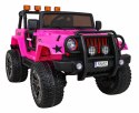 Auto terenowe typu jeep Monster 4x4 dla dzieci Różowy + Pilot + Regulacja siedzenia + Wolny Start + MP3 LED + Bagażnik + Plecak