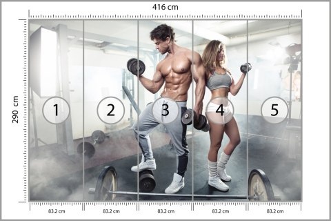 Fototapeta Wysportowana Para Na Siłowni Vinyl Gładki 416x290 FT-3942-VGXXXXL