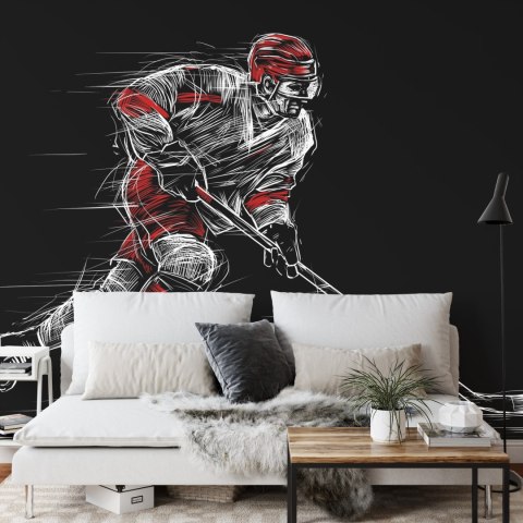 Fototapeta Rysowany Hokeista Vinyl Strukturalny 208x146 FT-3840-VSXL
