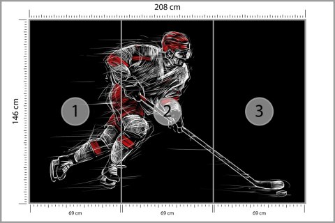 Fototapeta Rysowany Hokeista Vinyl Strukturalny 208x146 FT-3840-VSXL