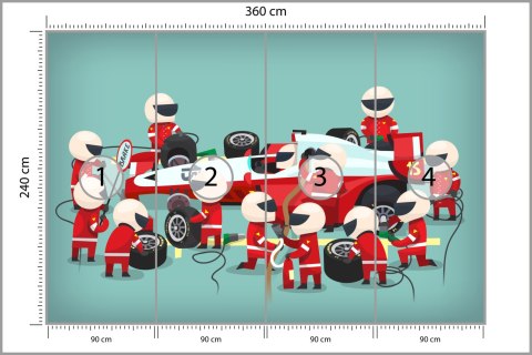 Fototapeta Pit Stop Bolidu F1 Vinyl Gładki 360x240 FT-3785-VG360-240