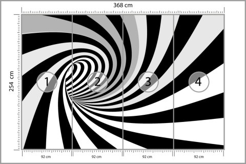 Fototapeta 3D Tunel-Czarno-Biała Vinyl Strukturalny 368x254 FT-29-VS8