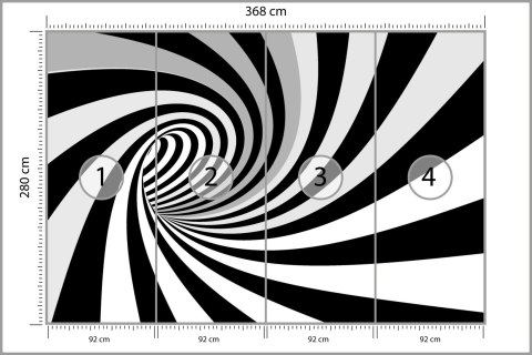 Fototapeta 3D Tunel-Czarno-Biała Vinyl Strukturalny 368x280 FT-29-VS10