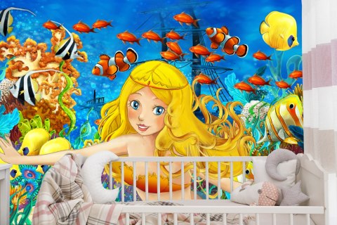 Fototapeta Dla Dzieci-Syrenka I Ryby Vinyl Strukturalny 405x270 FT-1140-VS405-270