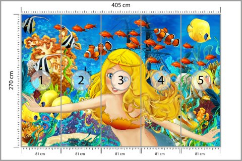 Fototapeta Dla Dzieci-Syrenka I Ryby Vinyl Strukturalny 405x270 FT-1140-VS405-270