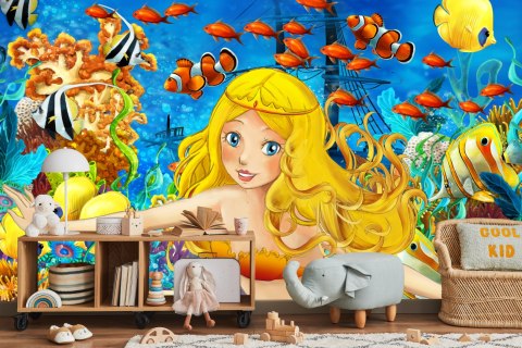 Fototapeta Dla Dzieci-Syrenka I Ryby Vinyl Strukturalny 460x300 FT-1140-VS12
