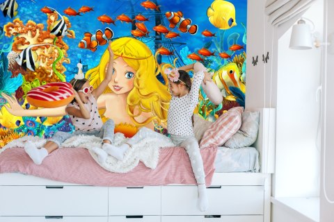 Fototapeta Dla Dzieci-Syrenka I Ryby Vinyl Strukturalny 460x300 FT-1140-VS12